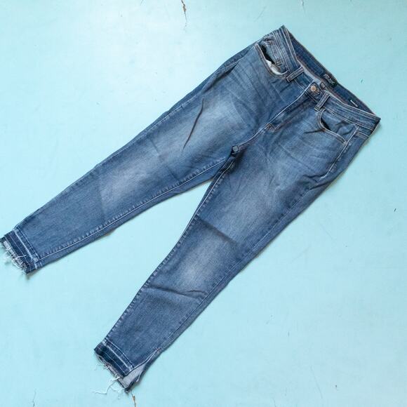 Judy Blue High Rise Skinny Fit Dark Wash Raw Hem Jeans Size 30